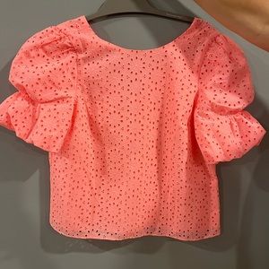 Lily Pulitzer Pink Puff Sleeve Eyelet Blouse